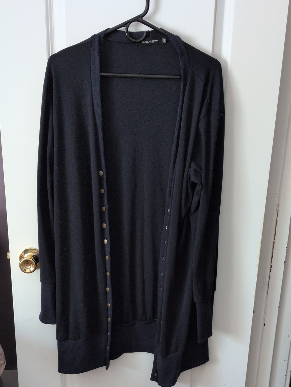 Navy Longline Button Cardigan Sweater